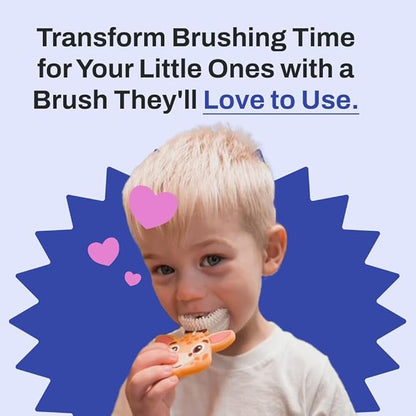 autobrush U Shaped Kids Manual Toothbrush- 360° Design for 5.1X Better Cleaning with Unique Nylon Bristles, Comfort Grip Handle, Waterproof Design, Ages 9-12, Butterfly (Double-Sided)