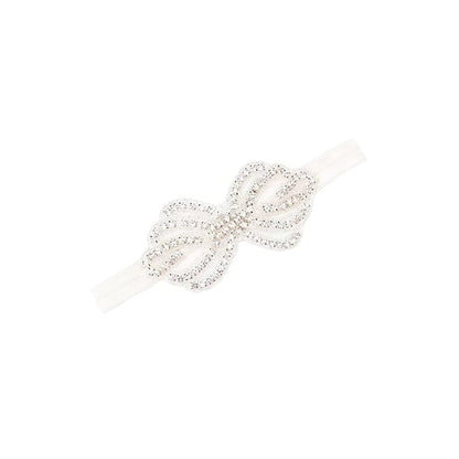 Nishine Girls White Rhinestone Flower Headband Pack Baby Christening Baptism (Crown-3 Pack)