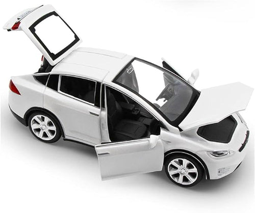 1:32 Scale Model X Alloy Car Model Diecast Toy Vehicles for Kids, Tesla car Model，Pull Back Alloy Car with Lights and Music
