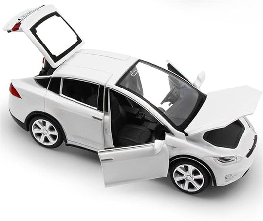 1:32 Scale Model X Alloy Car Model Diecast Toy Vehicles for Kids, Tesla car Model，Pull Back Alloy Car with Lights and Music