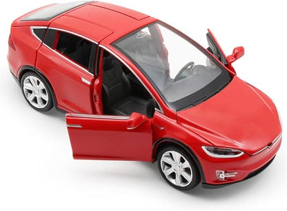 1:32 Scale Model X Alloy Car Model Diecast Toy Vehicles for Kids, Tesla car Model，Pull Back Alloy Car with Lights and Music