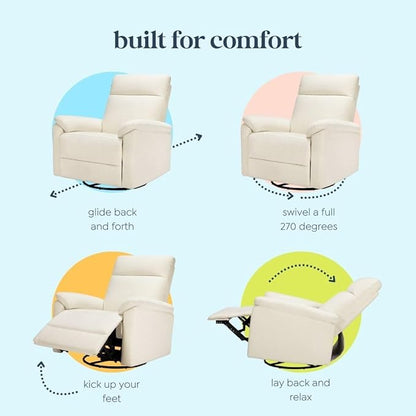 DaVinci Suzy Swivel Recliner in Vanilla, GREENGUARD Gold & CertiPUR-US® Certified