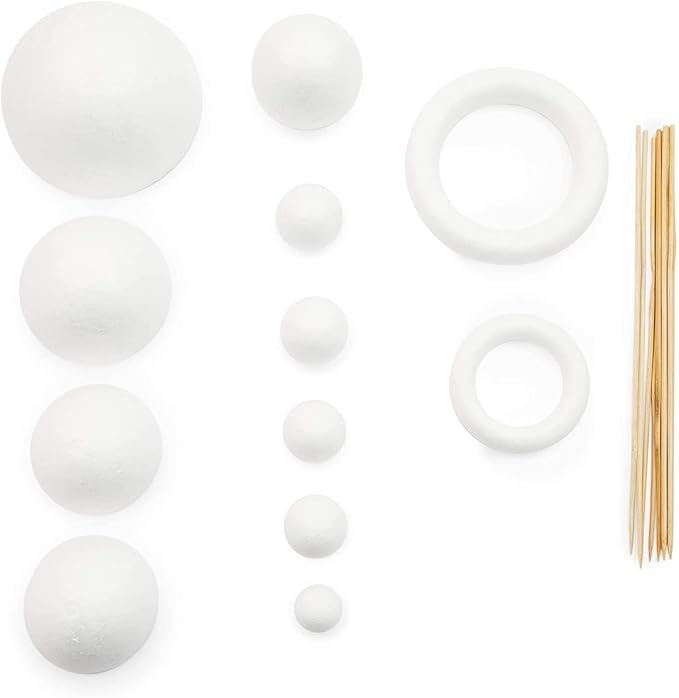 Bright Creations Solar System Kit School Project for Kids with Foam Balls and Bamboo Sticks (22 Pieces)