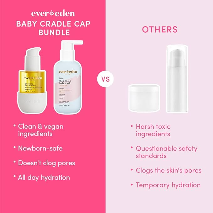 Evereden Baby Cradle Cap Care Bundle: Clean & Vegan Shampoo, Body Wash