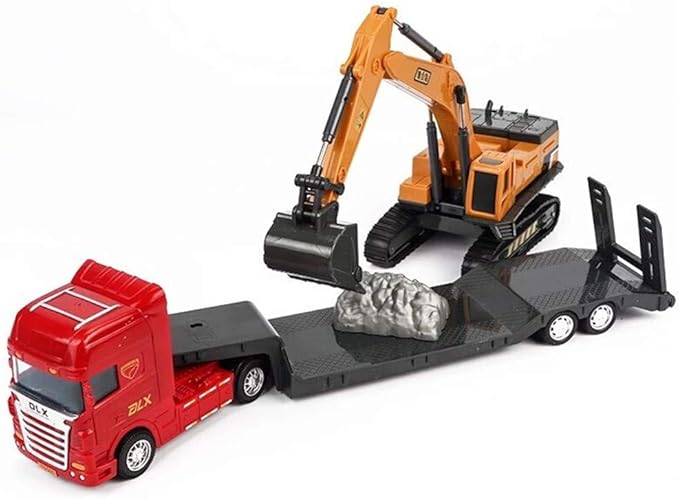 ZUKULIFE Construction Truck Toy Set Vehicles Site Playset, Flatbed Truck Excavator 3 4 5 6