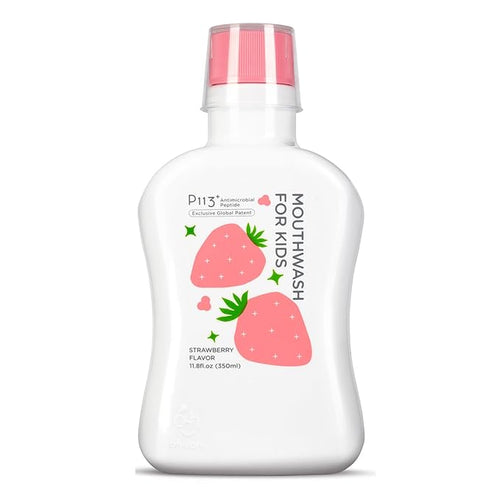 Mouthwash for Kids, Alcohol Fluoride Free New Generation P113+ Peptide Anti Cavity Mouth Rinse, 11.08 fl oz (Strawberry)