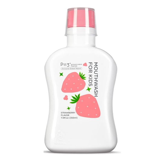 Mouthwash for Kids, Alcohol Fluoride Free New Generation P113+ Peptide Anti Cavity Mouth Rinse, 11.08 fl oz (Strawberry)
