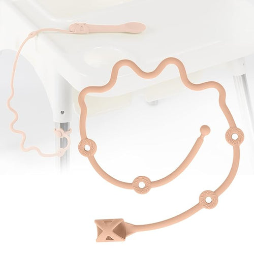 Baby Spoons Self Feeding 6 Month,SMAutoLife Toddler Utensils Holder Strap Food Grade Silicone Keep Fork and Spoon Off The Floor Great for Kids,Hook On High Chair(Apricot)