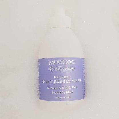 MooGoo 2-in-1 Bubbly Wash - A gentle cleansing baby bubble bath, body wash and baby shampoo