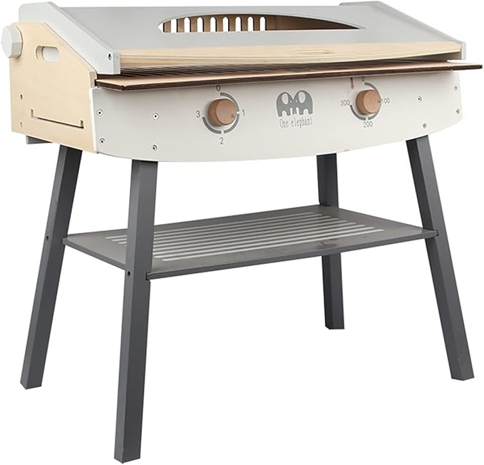 Wooden Pretend Barbecue Grill Play Set, Play Kitchen Set Cooking Gift for Girls and Boys - Best for 3 4 5 Year Old Kids