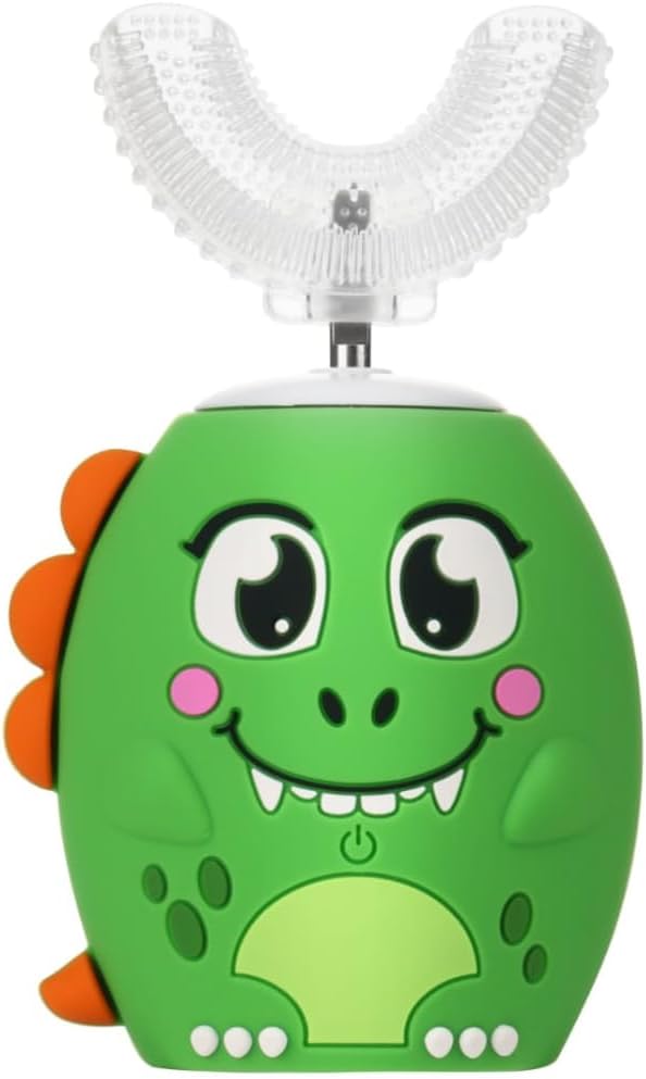 Trueocity Kids Toothbrushes U Shape, Kids Automatic Toothbrush, Toddler Toothbrush U Shaped, U Toothbrush Kids, Auto Toothbrush, Rechargeable Electric Brush Age 2+, Children's Toothbrush (Dinosaur)