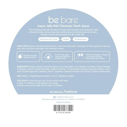 Be Bare Aqua Jelly Ball Cleanser, Daily Face Wash Korean (1.41oz)