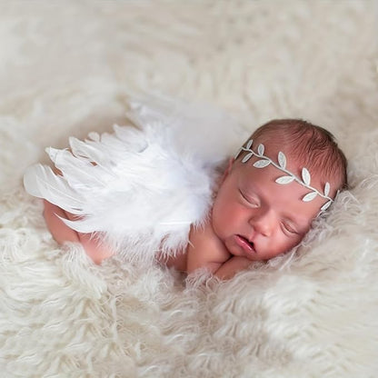 Holibeat 2PCS 0-6M Baby Angel Feather Wings Newborn Photo Props