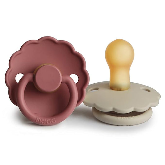 FRIGG Daisy Natural Rubber Baby Pacifier | Made in Denmark 0-6 Months) 2-Pack