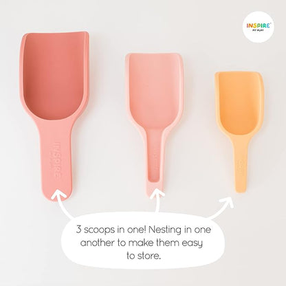 Inspire My Play - 3 x Silicone Nesting Scoops - Perfect for Sensory PlayTray - Sensory Bin Accessories - Special Education Classroom Supplies - Montessori Education Toys - Multi-Purpose Shovel