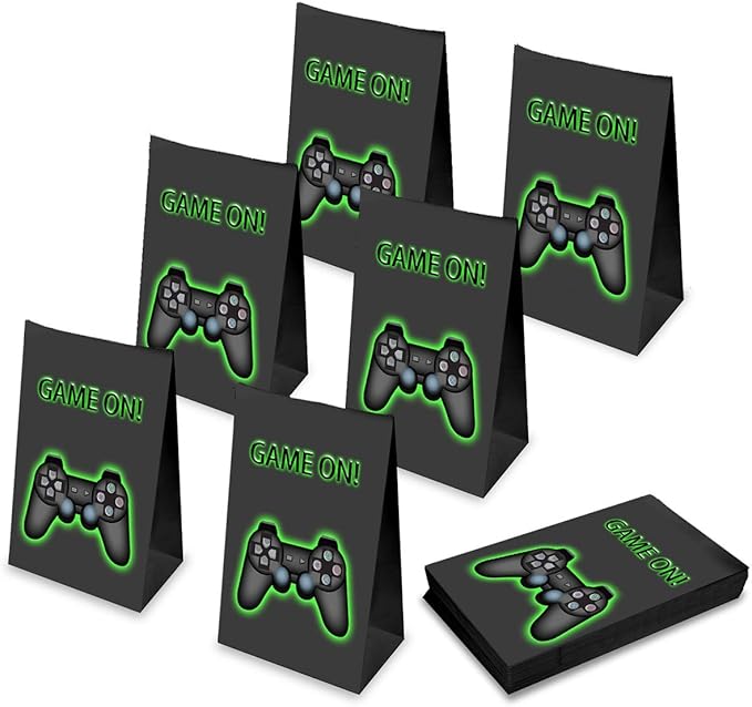 Video Game Party Bags Video Game Paper Bags Video Game Party Favor Bags for Kids Birthday Party Goodie Bags (24 Pack)