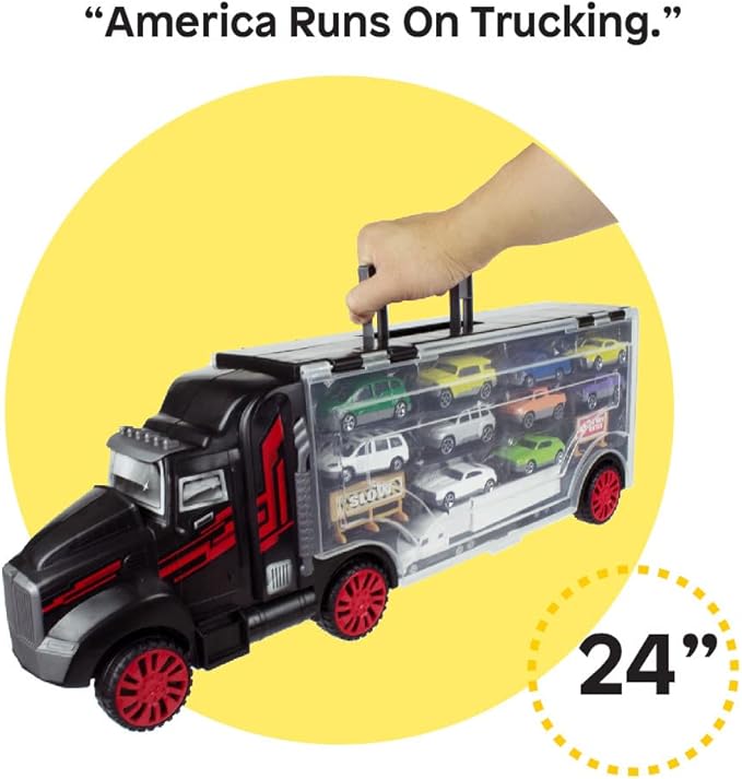 Boley 22Piece Truck Carrier - Big Rig Hauler Truck Transport with Slots for Car Transport