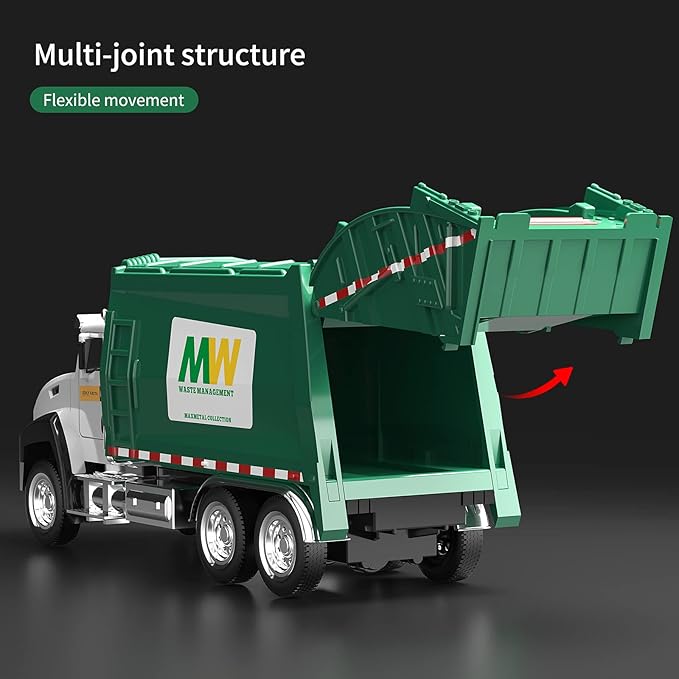 TEMI 3 Pack of Diecast City Transport Vehicles, Garbage 1/50 Scale