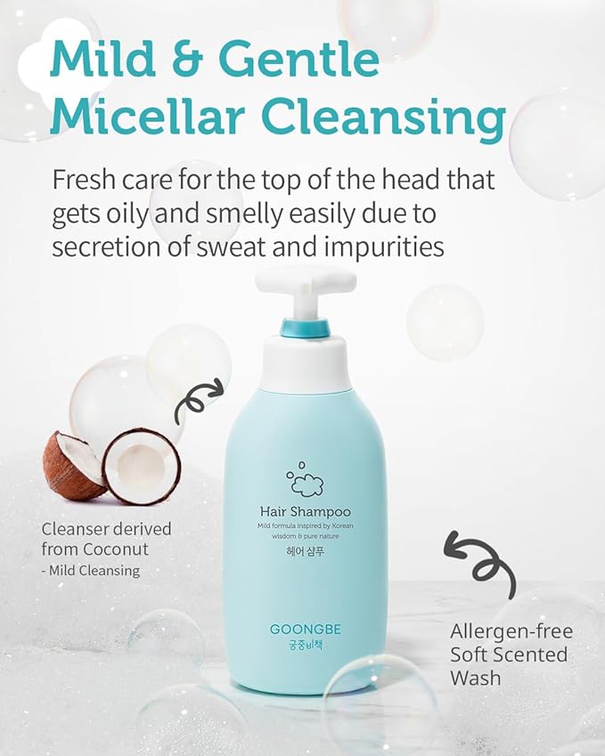 Kids Shampoo & Body Wash - Korean Kids Hair & Body Cleanser for Dry, Sensitive Skin 11.8 fl.oz.
