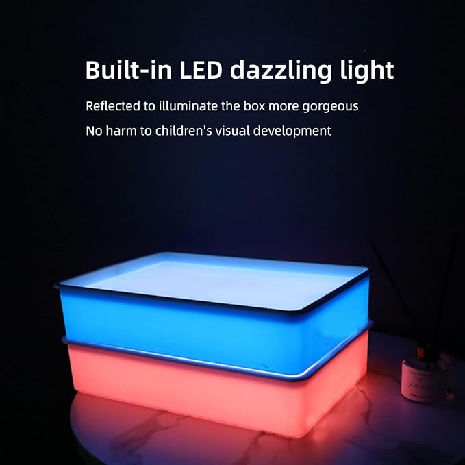 SueLuxDesigns Light Table for Kids, Sand Painting Light Box, Light Table Manipulative, Light Table Sand Art Kits Present for Girls and Boys, Purple