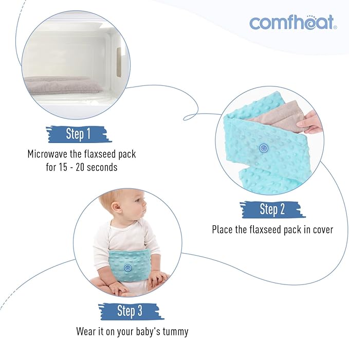 Colic and Gas Relief for Newborns and Infants, Flaxseed Heated Tummy Wrap 0-3 Years
