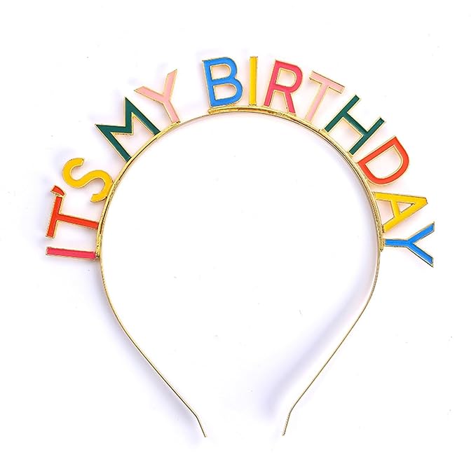 Rainbow It's My Birthday Headband - Happy Birthday Girl Tiara Hair Accessories for Women, Girls