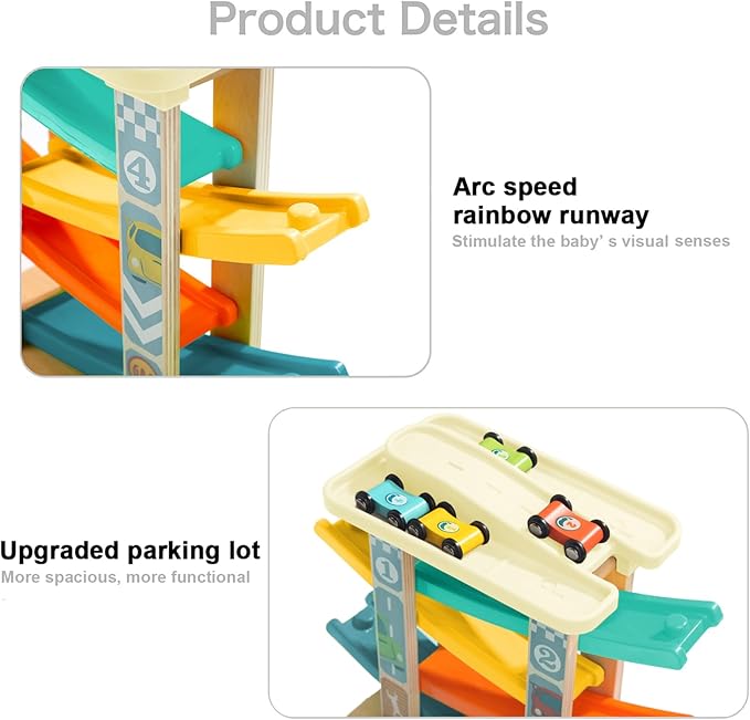 TOP BRIGHT Car Ramp Toddler Toys for One Year Old 1 Year 4 Mini