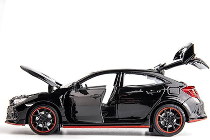 Compatible for 1:32 Diecasting Alloy Honda Civic Type-R Car Model Toy Car，Pull Back Alloy Car with Lights and Sound, Open Door for Kids Gift