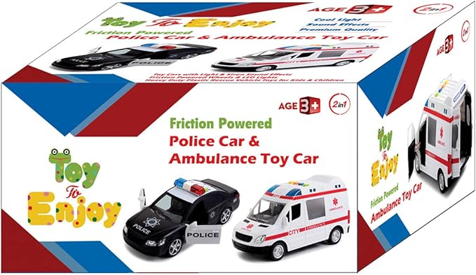 Toy To Enjoy Police & Ambulance Car Set for Boys