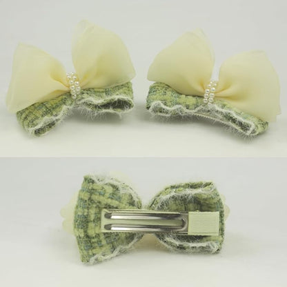Fairy Sheer Chiffon Ribbons Cat Ear Bow Hair Clips -2Pcs