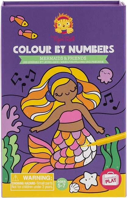 Tiger Tribe: Color by Numbers - Mermaids & Friends - Activity Set, Themed Coloring Pages, Markers, Color A Number at A Time, Kids Ages 5+