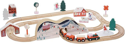 Manhattan Toy Alpine Express 49-Piece Wooden Toy Train Set 3 Years