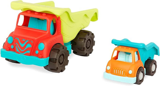 B. toys- B. play- Dump Truck Duo- Vehicles- Pretend Play Trucks for Toddlers- Big 20" Truck & Small Truck – Classic Toys for Toddlers, Kids 18 Months
