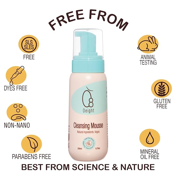 Cleansing Mousse: Natural Baby Body Wash Foam with Dunaliella Salina, Dead Sea Minerals 6.76 Oz
