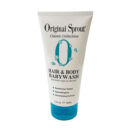 Original Sprout Baby Shampoo and Body Wash, Hypoallergenic Formula with Organic Calendula & Rosemary for Sensitive Hair & Skin 3 oz.