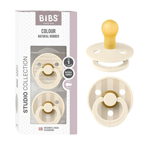 BIBS Pacifiers - Colour Studio 2 Pack | Round Nipple Baby Pacifier 0+ Months