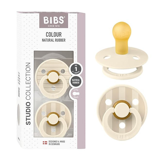 BIBS Pacifiers - Colour Studio 2 Pack | Round Nipple Baby Pacifier 0+ Months