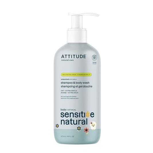 ATTITUDE 2-in-1 Shampoo and Body Wash for Baby, EWG Verified 16 Fl