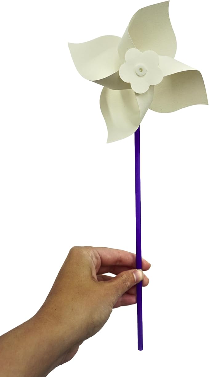 4E's Novelty DIY Pinwheels Craft for Kids (24 Pack) Color Your Own White Pinwheels, Bulk Summer Craft Kit for Boys & Girls, Arts and Craft Party Activity, Patriotic 4th of July Crafts