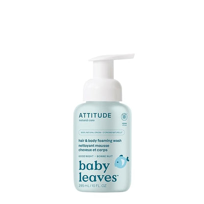 ATTITUDE 2-in-1 Hair and Body Foaming Baby Wash, EWG Verified Shampoo Soap 10 Fl