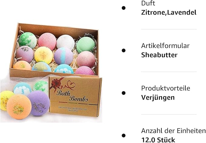 Bath Bombs, 12 PCS Bath Bombs for Women Kids Toddlers Adults