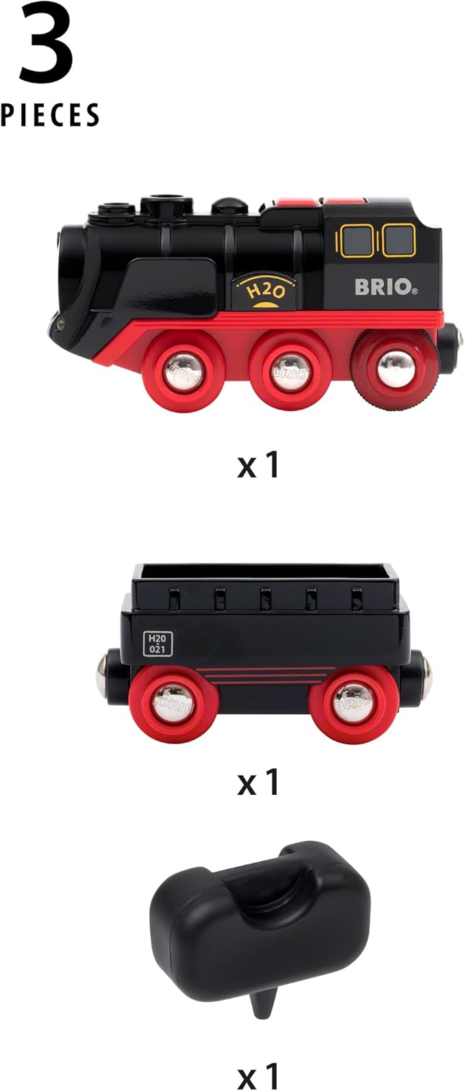 BRIO World 33884 Battery-Operated Steaming Train – Press Action Button 3 Sec for Real Cool-to-Touch Steam | Enhances Motor Skills & Imagination for Kids Age 3 and Up