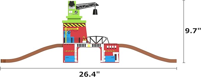 Toy Train Accessory with Track for Kids Age 3 and Up, Wooden Train Track Accessories Crane Bridge Compatible with Thomas, Brio, Chuggington, Melissa and Doug and All Major Brand Railway Track