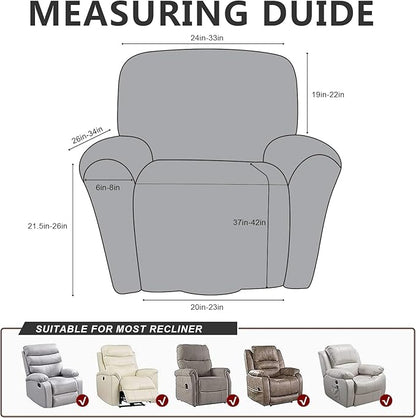 Leather Like Recliner Chair Covers Heavy Duty, 4 Pieces Lazy Boy Recliner Cover for Recliner Chair, Leather Cover for Recliner slipcovers Washable for Pets (Dark Green)