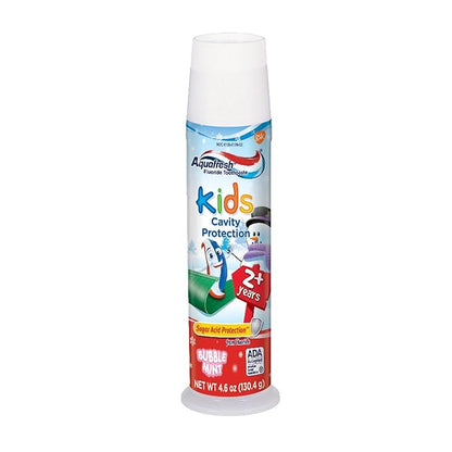 Aquafresh Kids Pump Cavity Protection Bubble Mint Fluoride Toothpaste for Cavity Protection, 4.6 ounce , 6 Count (Pack of 1 )