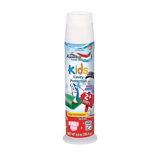 Aquafresh Kids Pump Cavity Protection Bubble Mint Fluoride Toothpaste for Cavity Protection, 4.6 ounce , 6 Count (Pack of 1 )