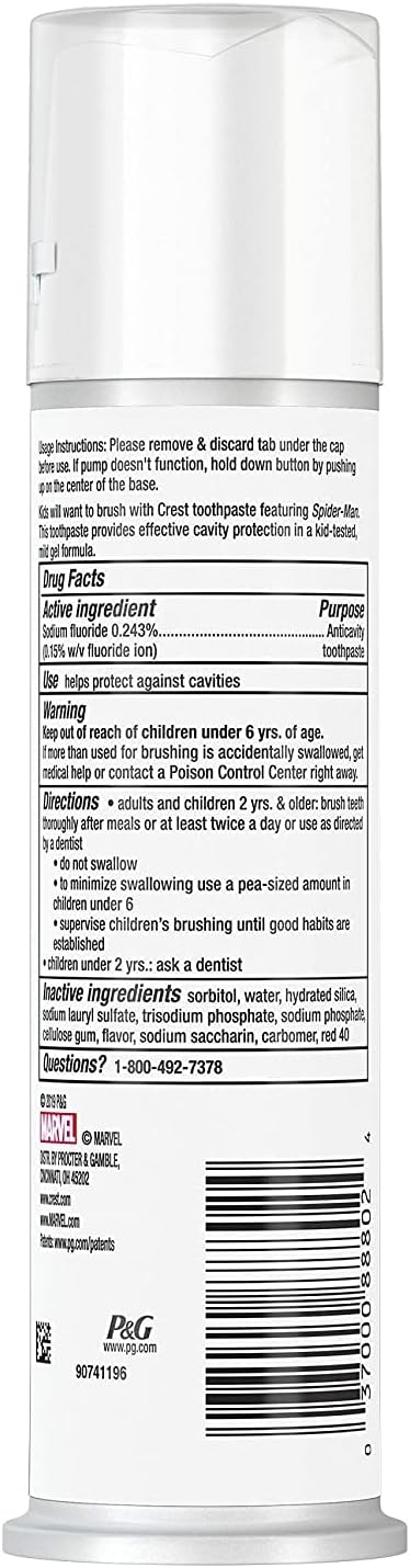 Crest Toothpaste 4.2 Ounce Baby Spiderman Pump (Strawberry) (Pack of 2)