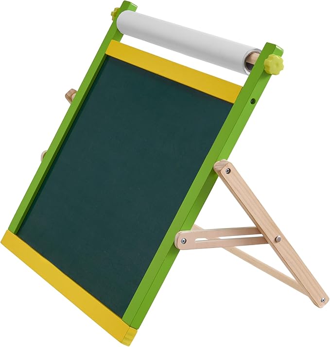 VEVOR Tabletop Art Easel for Kids, 3-in-1 Wooden Double-Sided Kid's Art Easel with Magnetic Whiteboard, Chalkboard, Paper Roll, Foldable Portable Drawing Board with Painting Accessories for Boys Girls