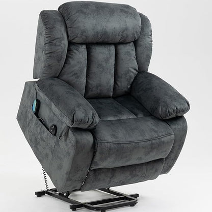 FANYE Electric Power Lift Recliner Chair for Elderly W/Massage and Heat, 2 Remote Controllers Infinite Positions Large Velvet Upholstery Recliner&Armchair W/Side Pockets for Living Room