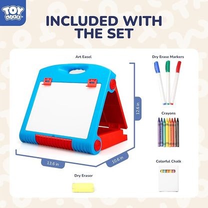 STEAM Life Tabletop Easel for Kids Art Easel for Kids 3 4 5 Toddler Art Easel Board for Kids Chalkboard White Board for Kids Easel Set Dry Erase Board Portable Desktop Easel Painting Easel for Kids